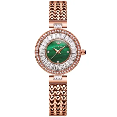 OLEVS 9959 Women's Watch Waterproof Rose Gold Stainless Steel Strap Elegant Luxury Brand Diamond Quartz Women Watch